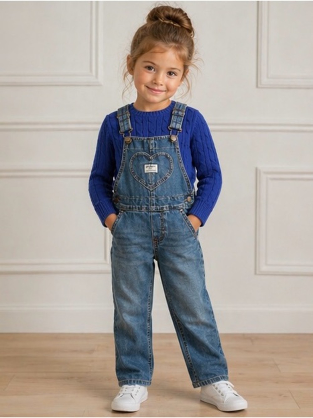 Adorable Vintage OshKosh B’gosh Blue Denim Kids Overalls Heart Pocket